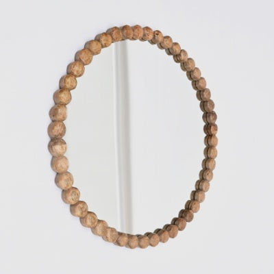 Decorative Round Wall Mirror With Wooden Bead Frame 32