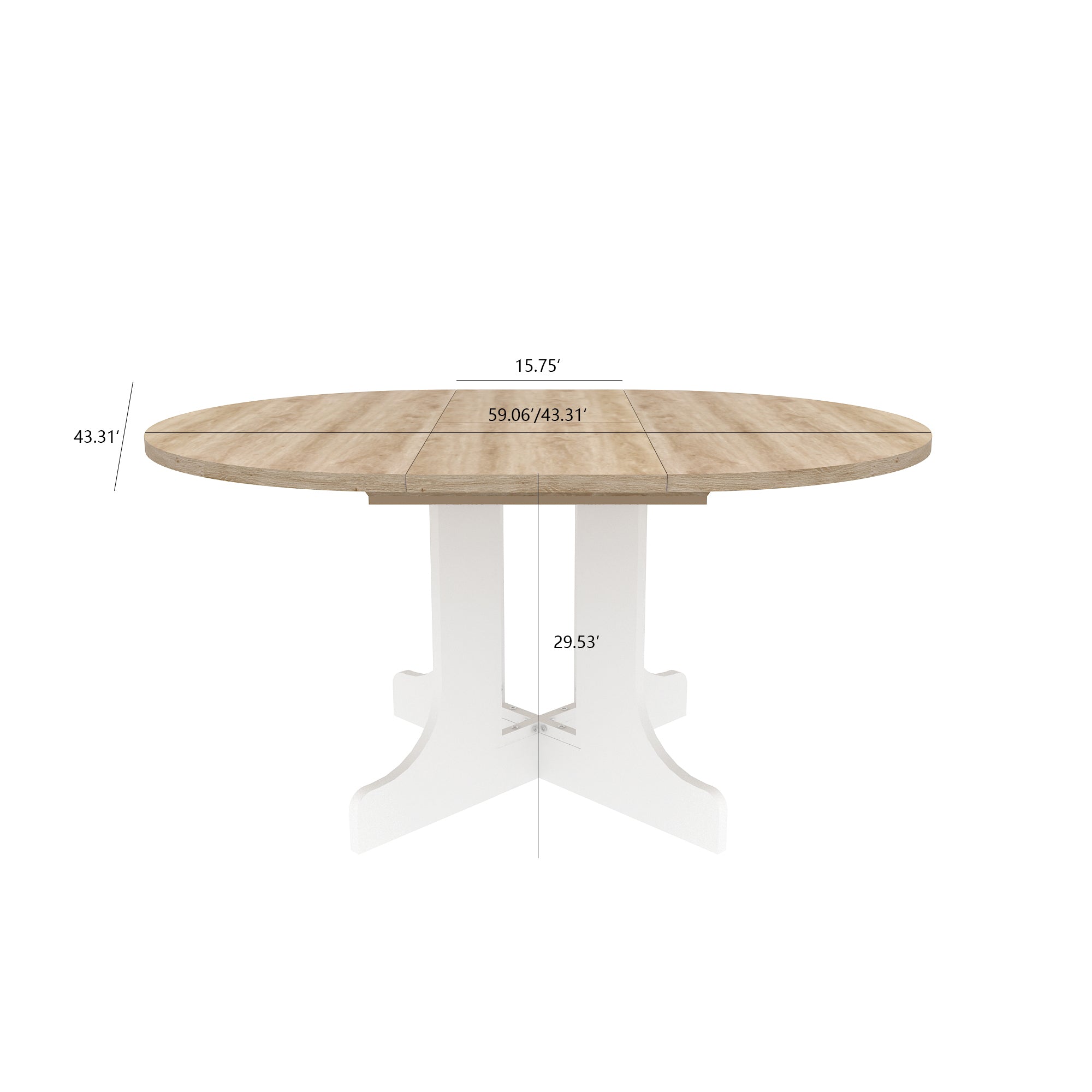 White Oak Edition oval dining table with expandable leaf by Anthony & Home, showcasing a polished wood surface and sturdy legs.