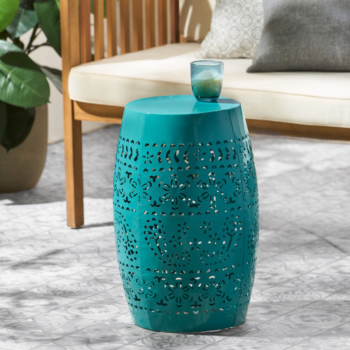 Ruby12 Teal Iron Side Table 12 Inch Square 18 Inch High