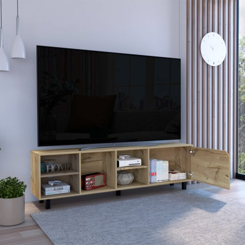 Conquest Light Oak TV Stand Four Shelves Up To 70 Inches