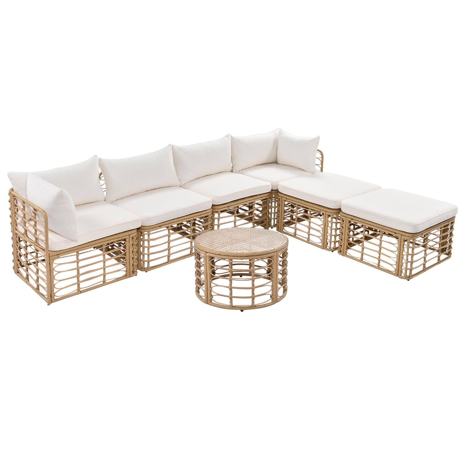 Go 7 Pieces Outdoor Patio Furniture All Weather Rattan Set