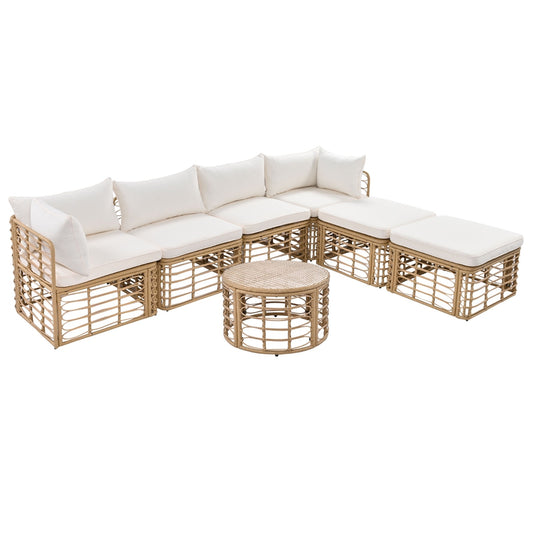 Go 7 Pieces Outdoor Patio Furniture All Weather Rattan Set