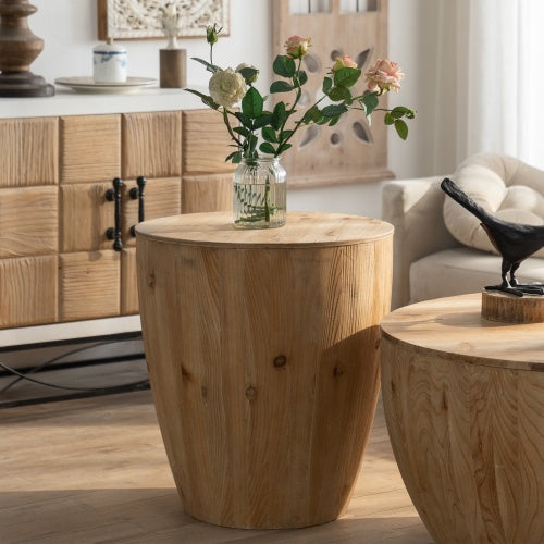 Vintage Style Bucket Shaped Coffee Table Set Of Two Pieces