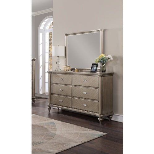 Luxury Antique Silver Champagne Dresser With Mirror