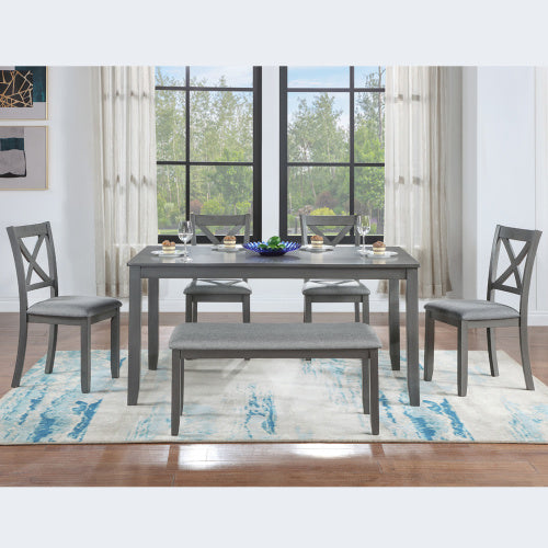 6 Piece Dining Set Rectangular Table With Chairs And Bench