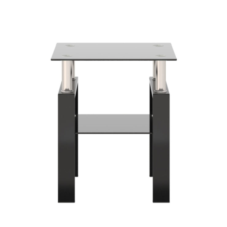 Modern Tempered Glass Coffee And End Table Black Square