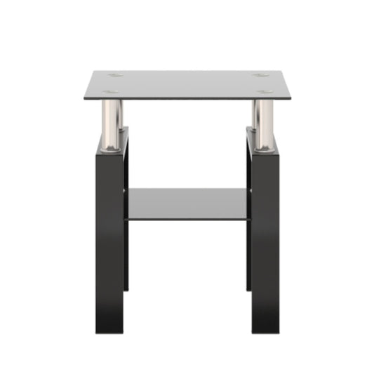 Modern Tempered Glass Coffee And End Table Black Square