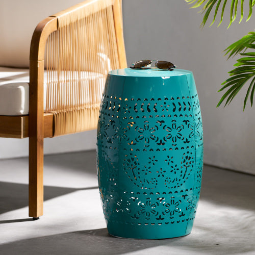 Ruby12 Teal Iron Side Table 12 Inch Square 18 Inch High