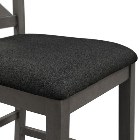 Topmax 5 Piece Counter Height Rustic Farmhouse Dining Gray