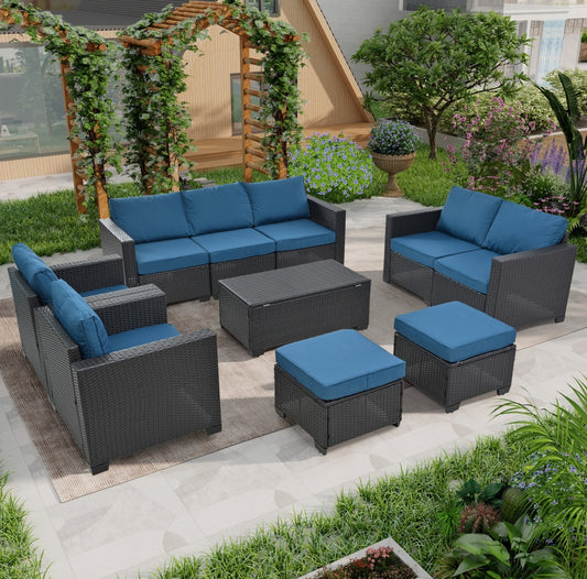 10 Piece Outdoor Patio Furniture Set With Cushions Included