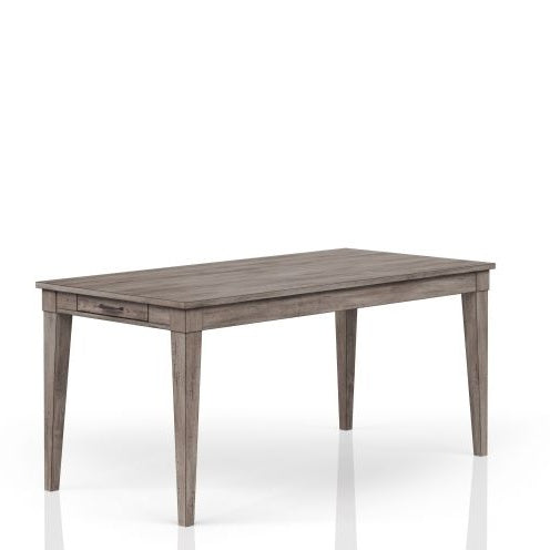 Rustic Gray Dining Table With Two Storage Drawers And Leaf