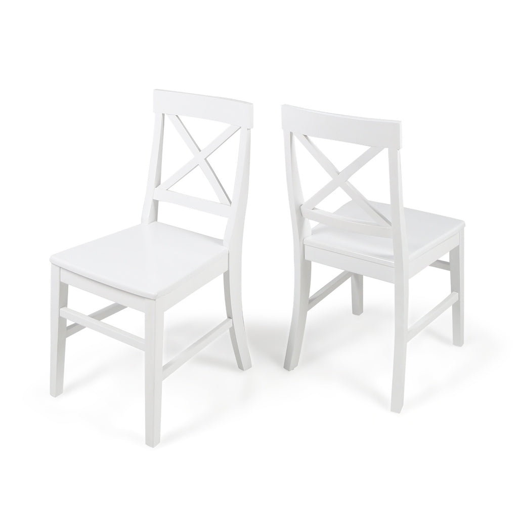 Acacia Wood Dining Chairs White Set for Modern Dining
