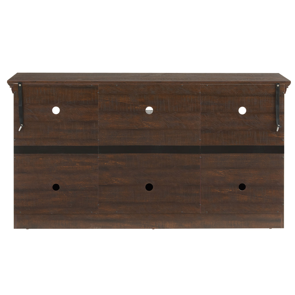 Anthony & Home Espresso Barnwood Two Door Media Console with rustic finish and storage compartments.