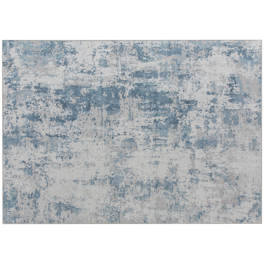 Blue Modern Abstract Area Rug 8x10 Non Slip Machine Washable