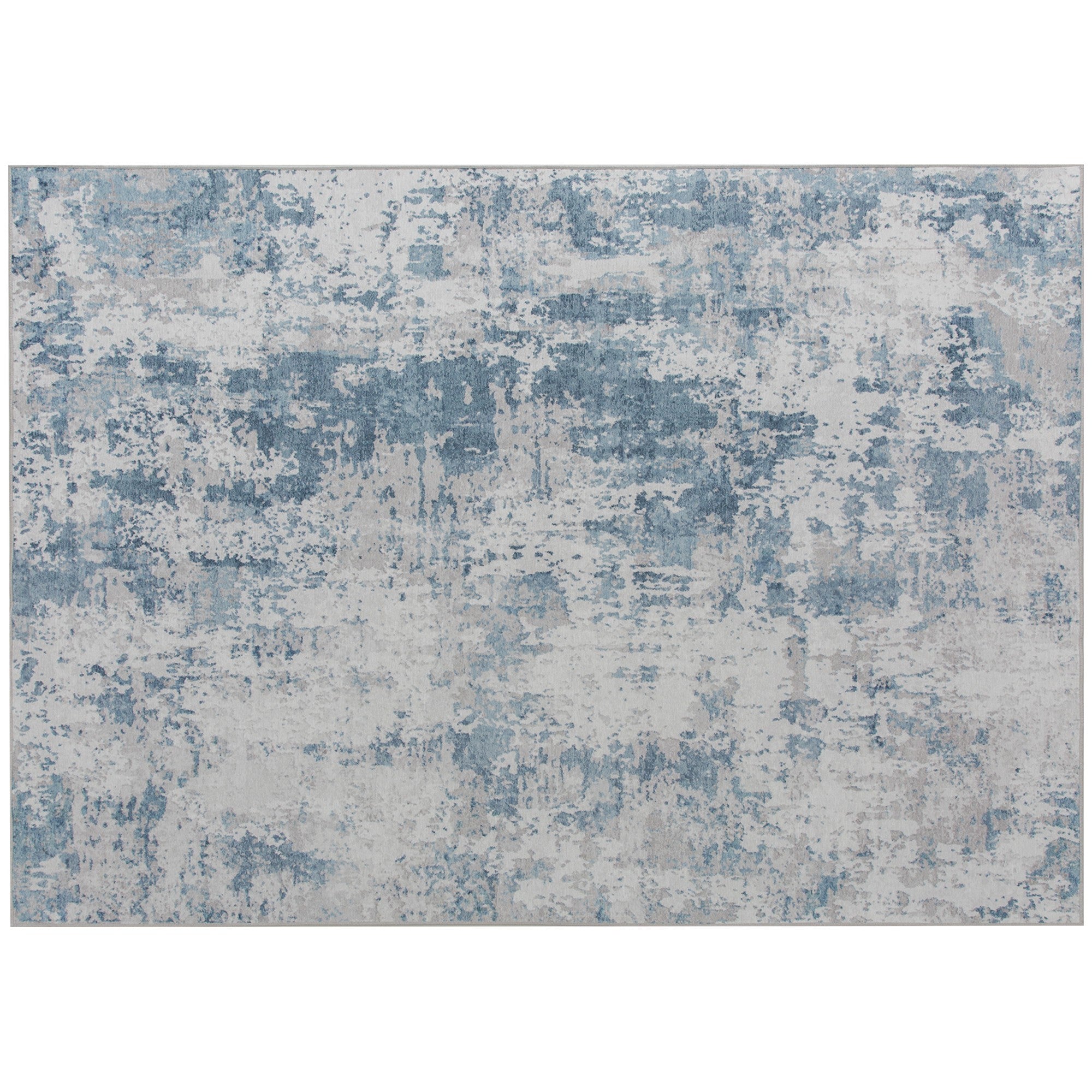 Blue Modern Abstract Area Rug 8x10 Non Slip Machine Washable