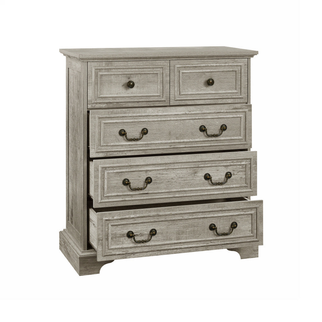 Farmhouse Vintage 5-Drawer Dresser In Ancient Oak Engineered Wood Collection Limited Edition