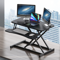 Anthony & Home 32-inch aluminum desk converter with dual monitor tray, adjustable height and sturdy workspace for ergonomic setup.