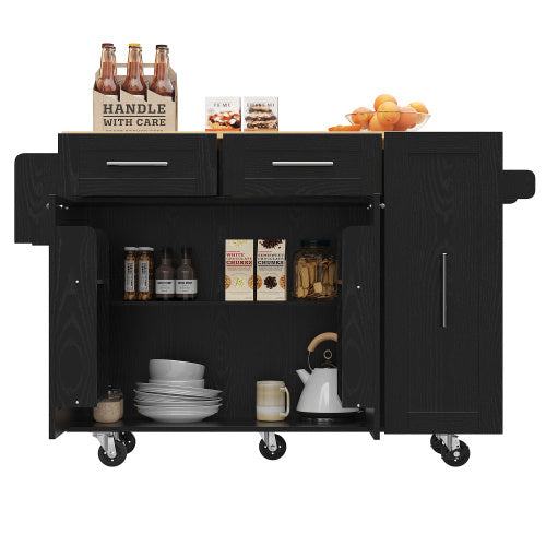 Modern Kitchen Island Cabinet Buffet Set Black With Storage