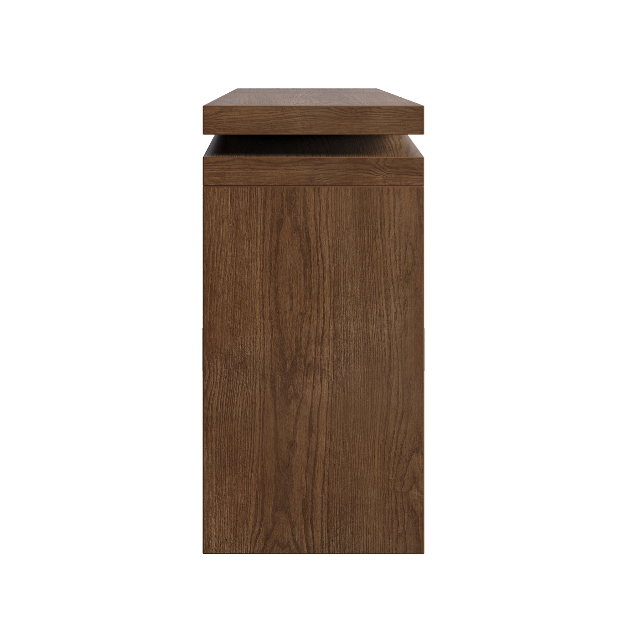 Anthony & Home 65-inch solid wood veneer console table in antique rustic brown finish, ideal for entryway decor.