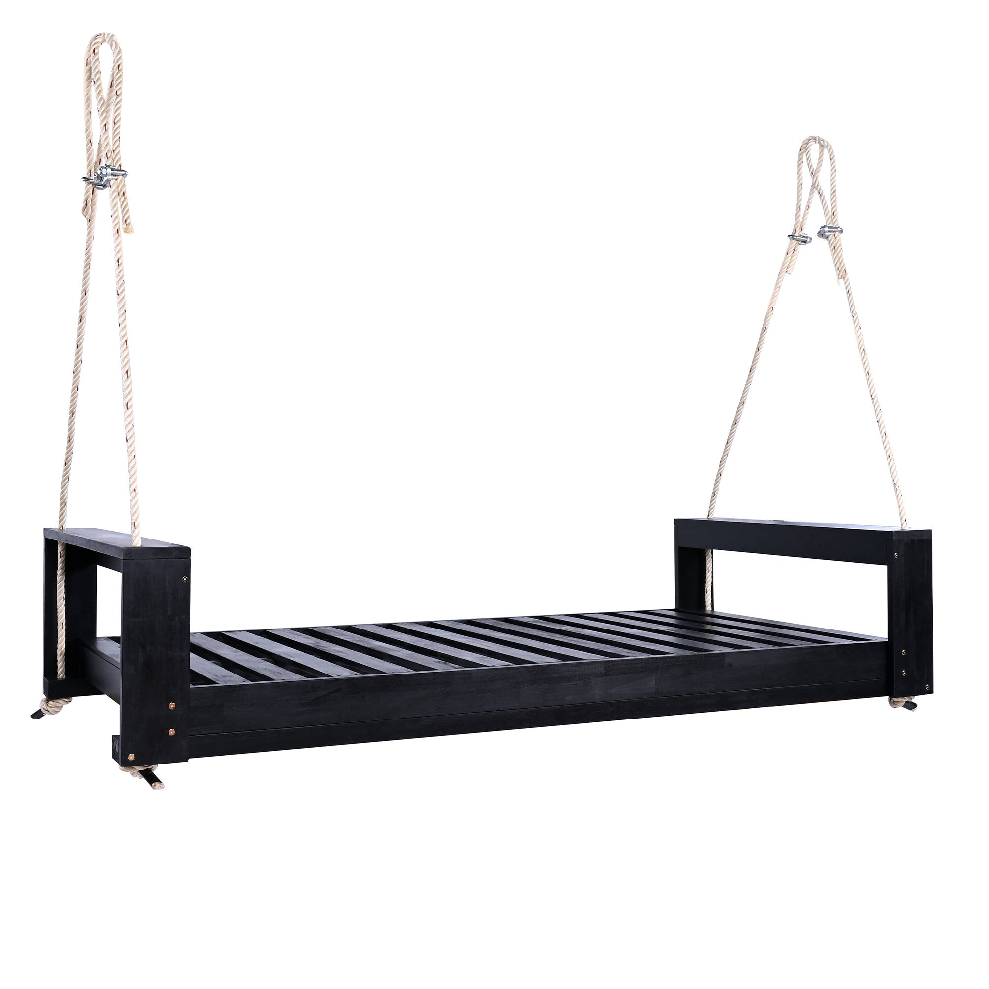 Twin size porch swing bed made of acacia wood from Anthony & Home with weather-resistant finish, designed for outdoor relaxation.