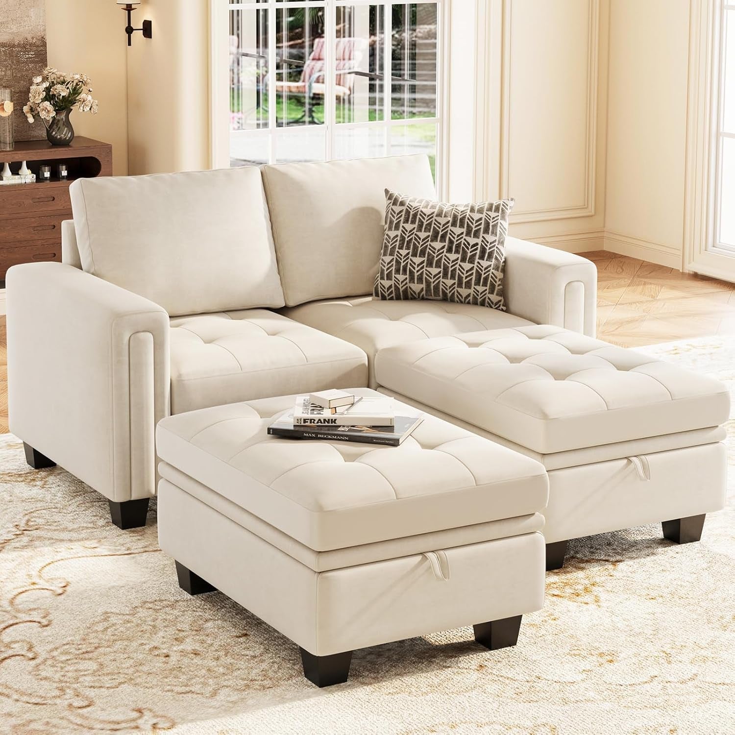 Velvet Collection modular sofa with hidden storage by ShipItFurniture, featuring plush velvet upholstery and modern design.