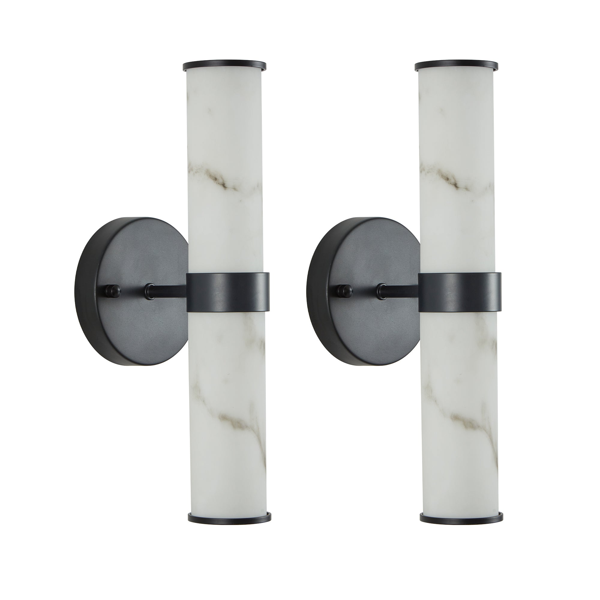 Limited edition Atelier resin marble wall sconce set of 2 with matte black iron frames by Anthony & Home.