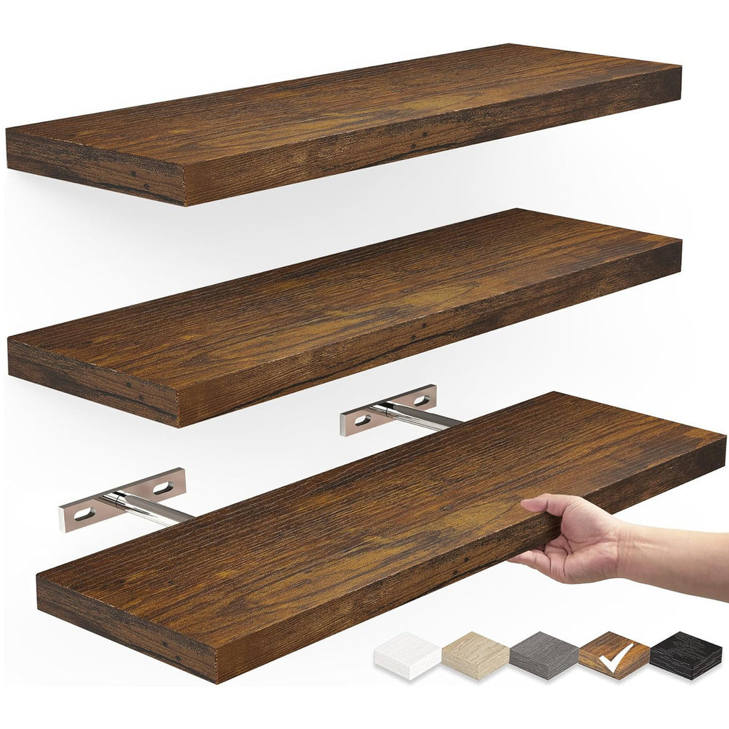 Wall Storage Hanging Solid Wood Shelf Black White Brown