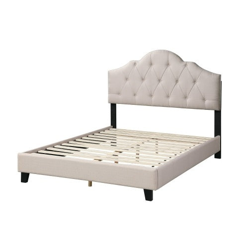 Contemporary Queen Size Bed With Tufted Headboard Design