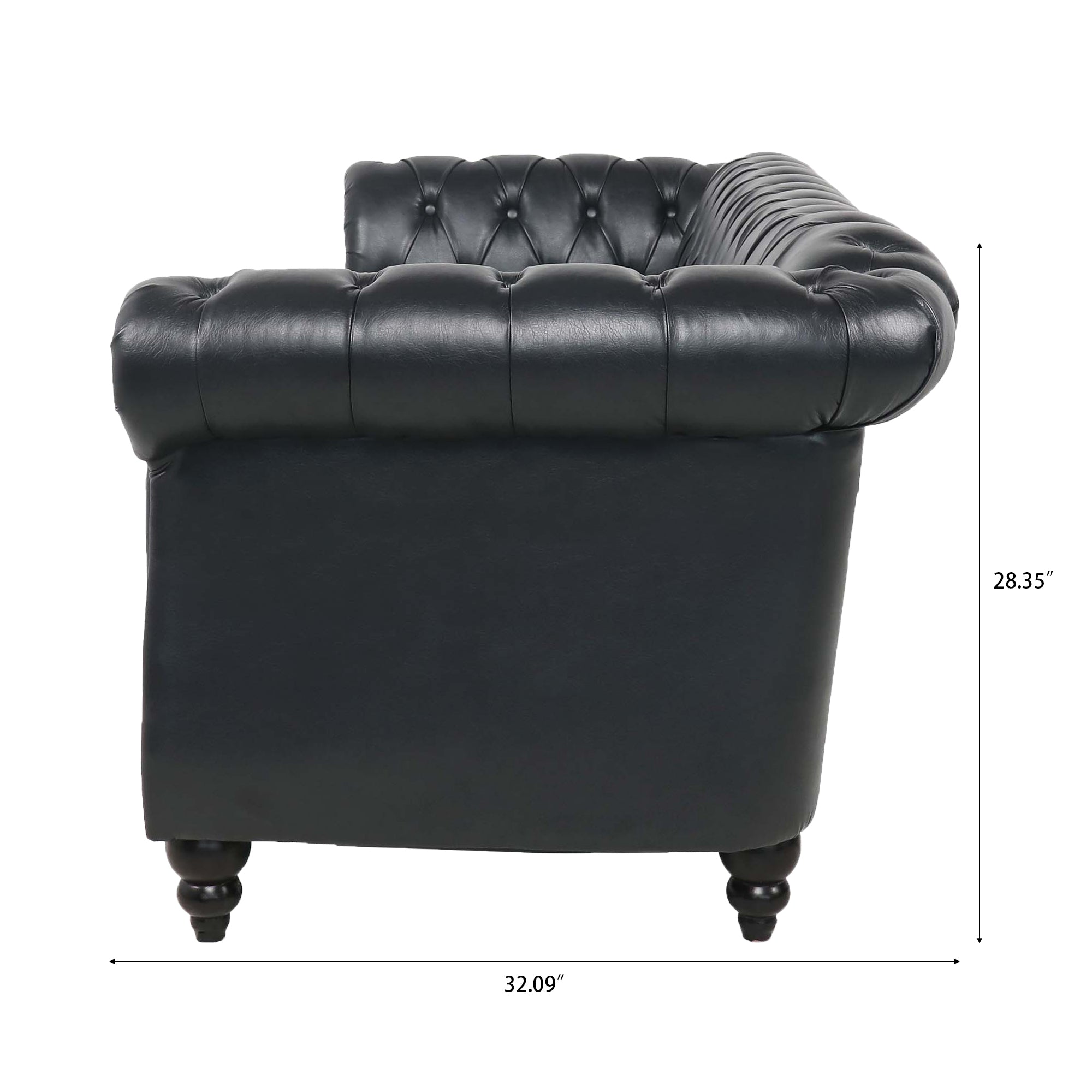 Anthony & Home Chesterfield rolled-arm three-seater sofa with plush upholstery and classic design, shown in a cozy living room setting.