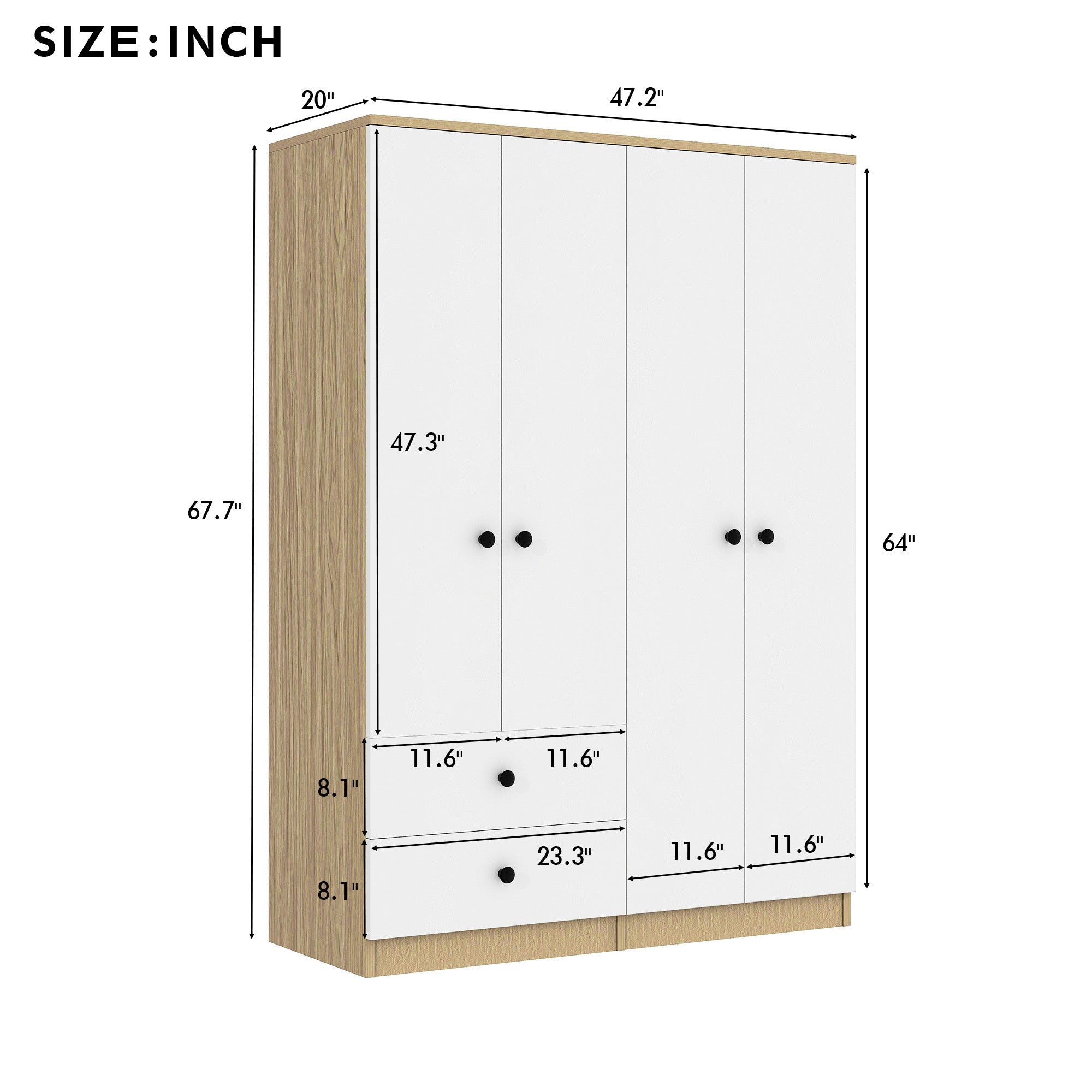 Anthony & Home Elite Pine Wardrobe with drawers, showing a wooden wardrobe with multiple drawers and sleek design.