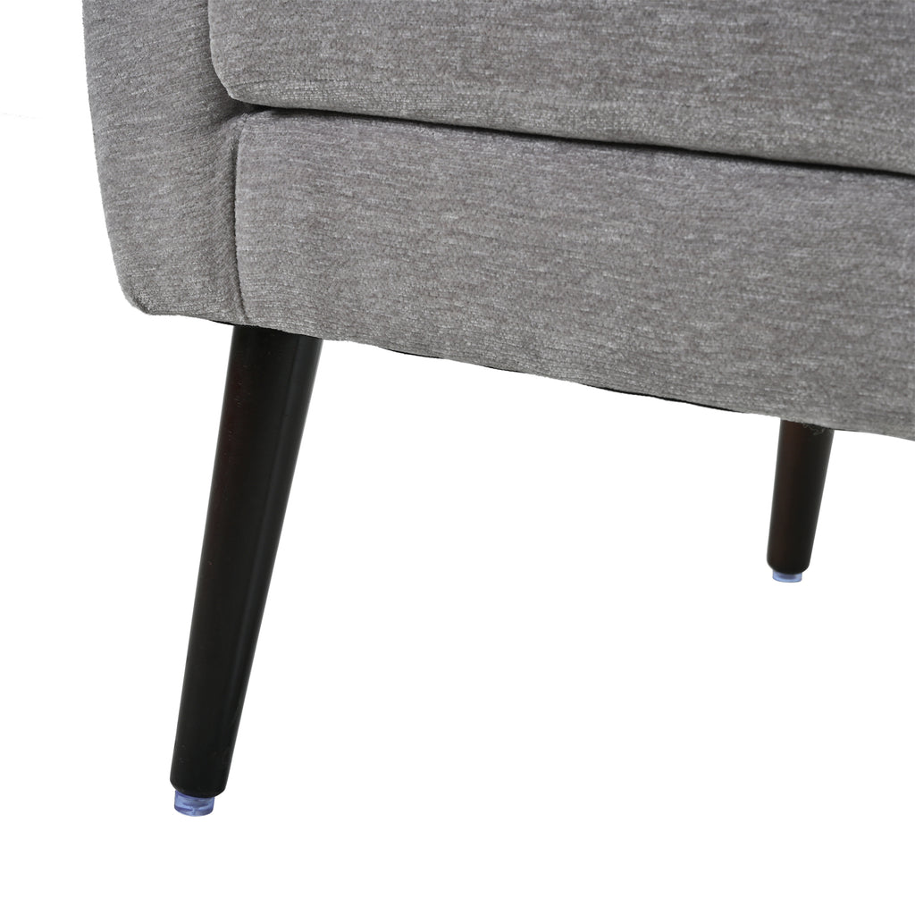 Gray chenille accent chair with solid wood legs, stylish and comfortable for studio decor by Anthony & Home.