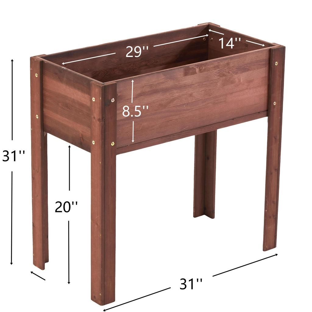 Heritage Collection solid wood raised garden bed with legs, 31x16x31 inches, brown finish, by Anthony & Home.