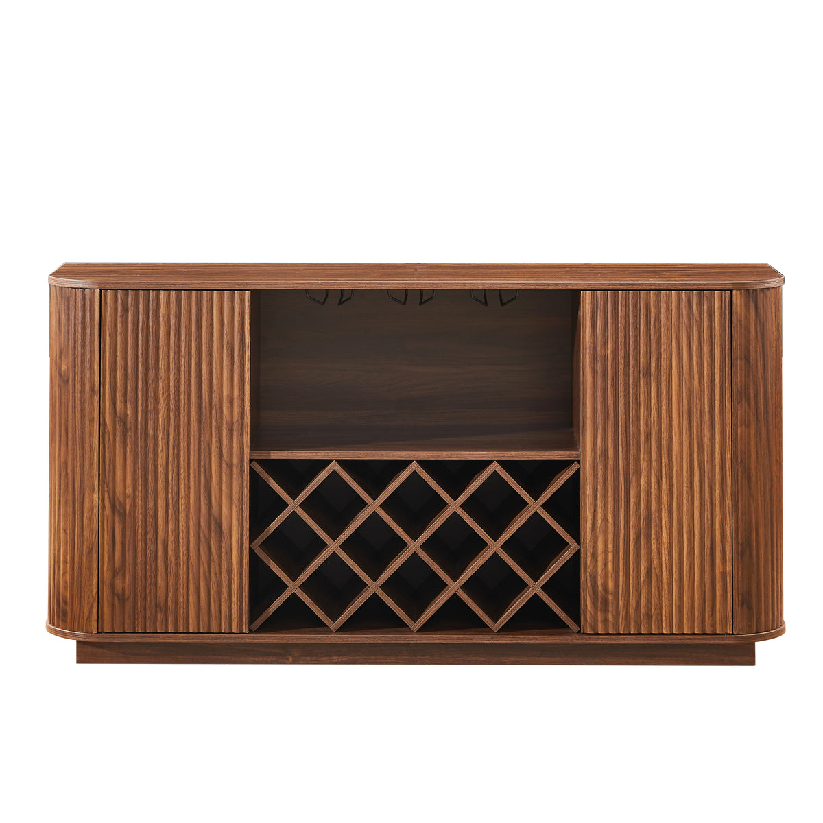 Walnut 58-inch modern wavy curve sideboard by Anthony & Home, showcasing sleek wooden design and contemporary style.