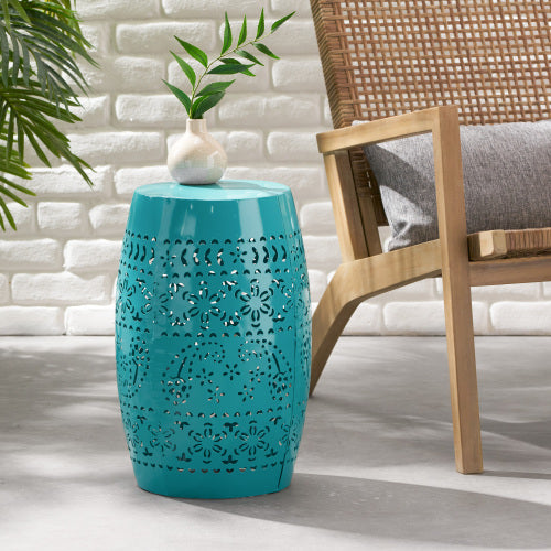 Ruby12 Teal Iron Side Table 12 Inch Square 18 Inch High