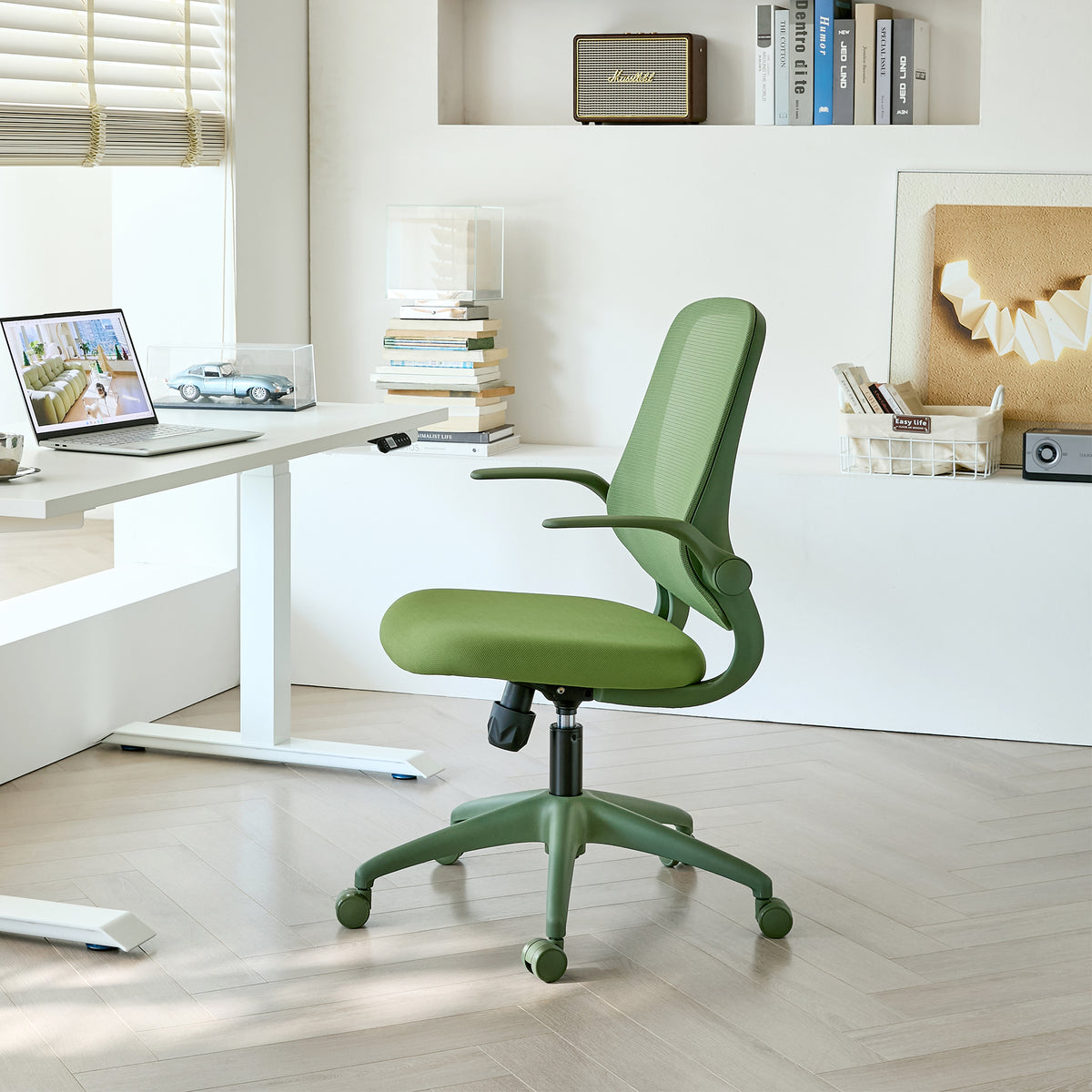 Anthony & Home ergonomic green office chair with mesh back, height adjustable, rotating design, supports up to 350 lbs.