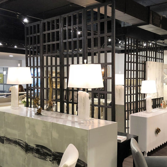 96" Black And White Folding Four Panel Screen Room Divider