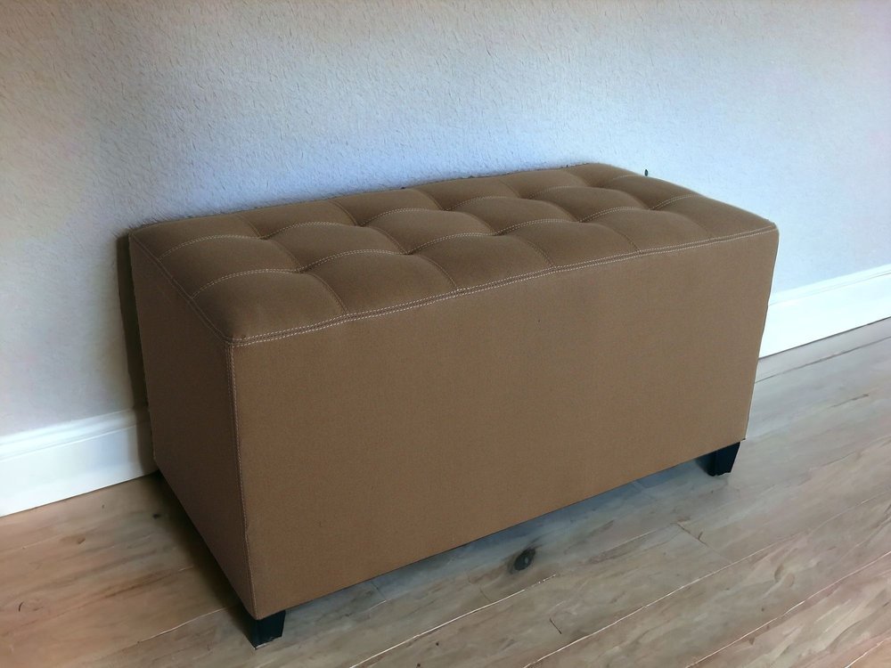15" Tan Upholstered Faux Leather Bench - Anthony & Home