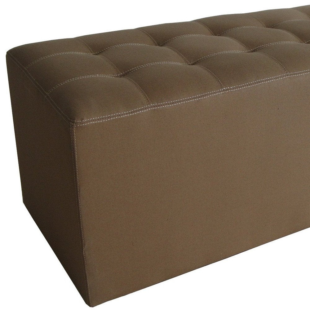 15" Tan Upholstered Faux Leather Bench - Anthony & Home