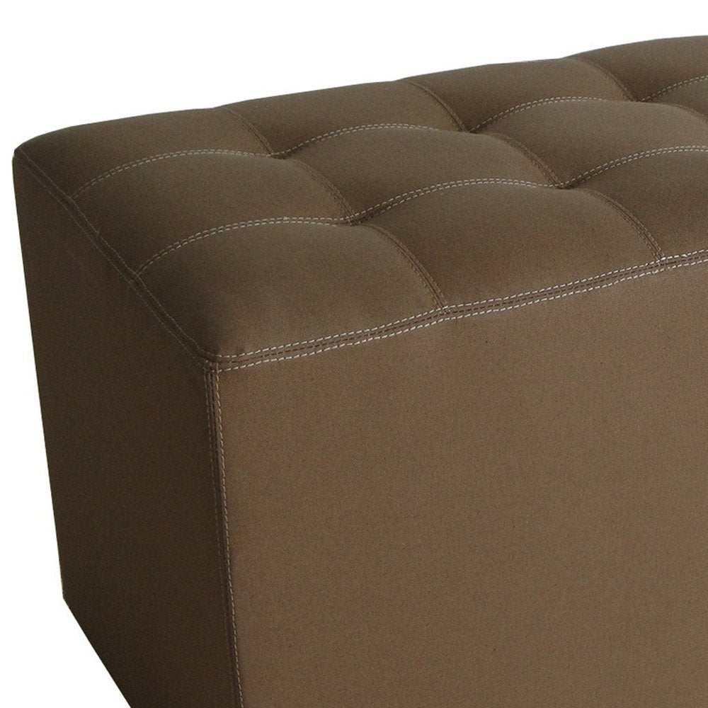 15" Tan Upholstered Faux Leather Bench - Anthony & Home