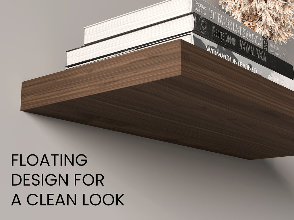 Pair of Anthony & Home Ecco Signature Floating Shelves, 31.5-inch wide, set of 2, showcasing sleek modern wall storage design.