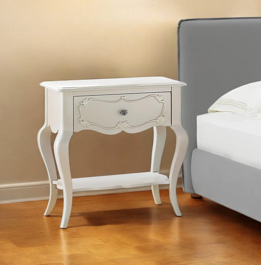 26" Solid Wood And Mirrored Glass Nightstand