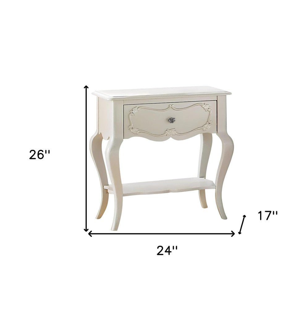 26" Solid Wood And Mirrored Glass Nightstand