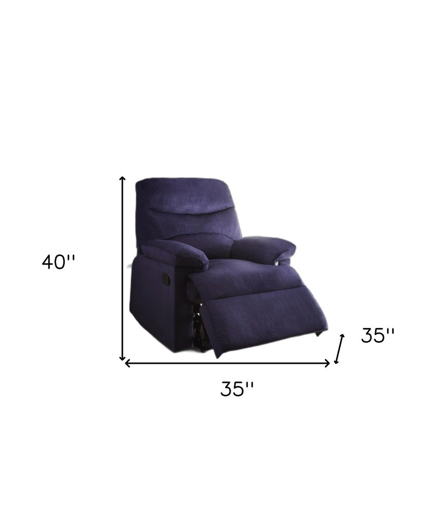 35" Blue Velvet Manual Recliner
