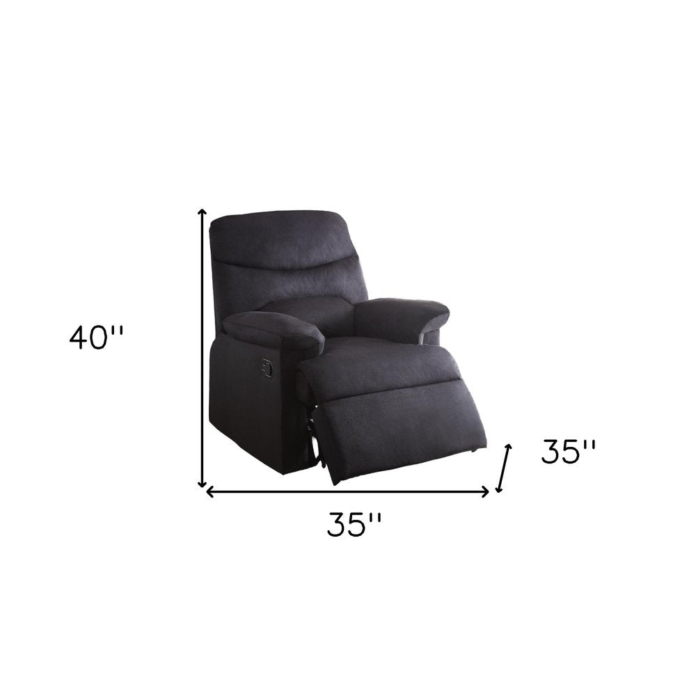 35" Black Microfiber Manual Recliner