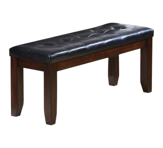 48" Black and Espresso Faux Leather Upholstered Bench - Anthony & Home