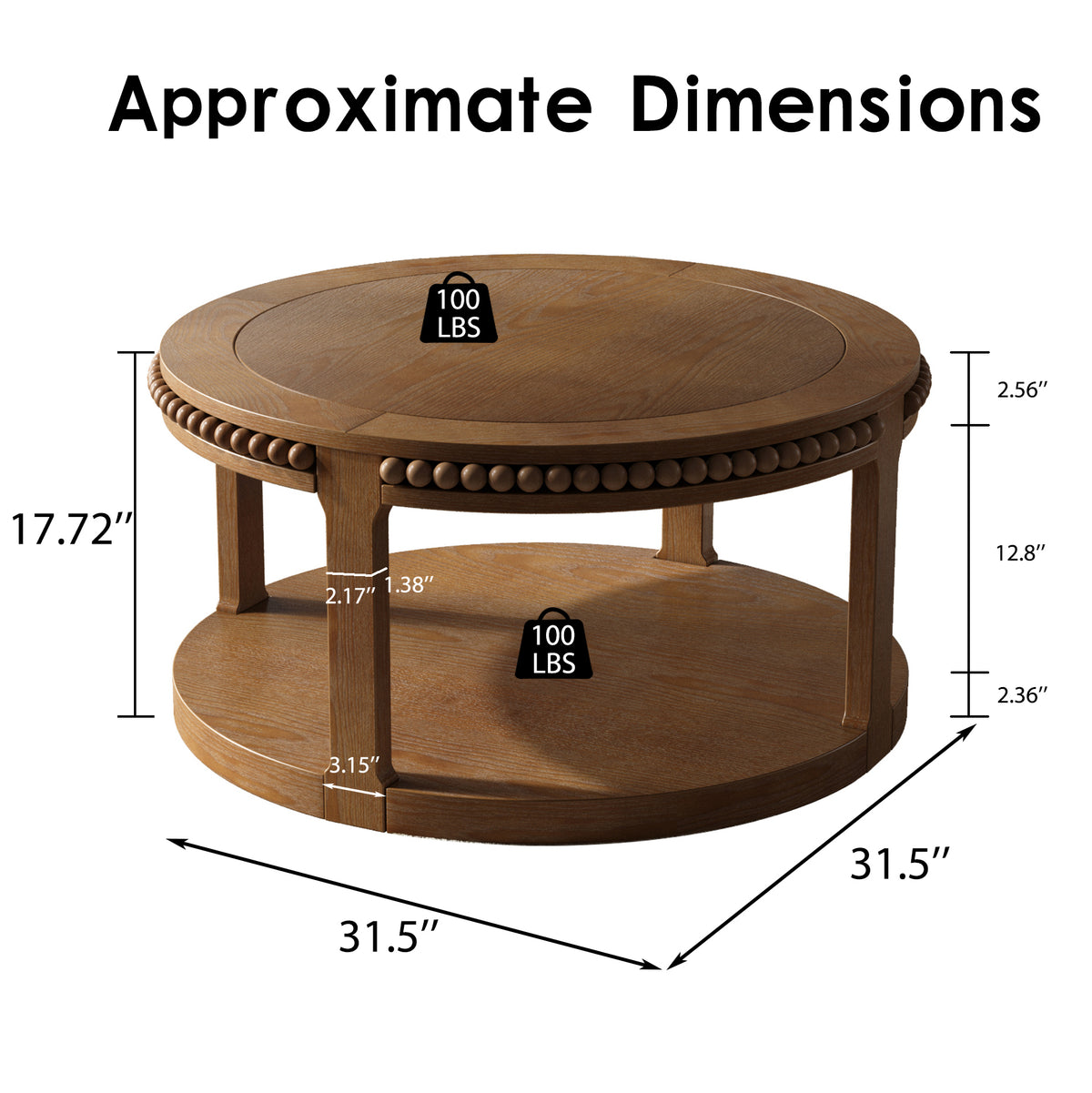 Anthony & Home Studio Walnut Round Coffee Table with two-tier solid wood surface and modern design.