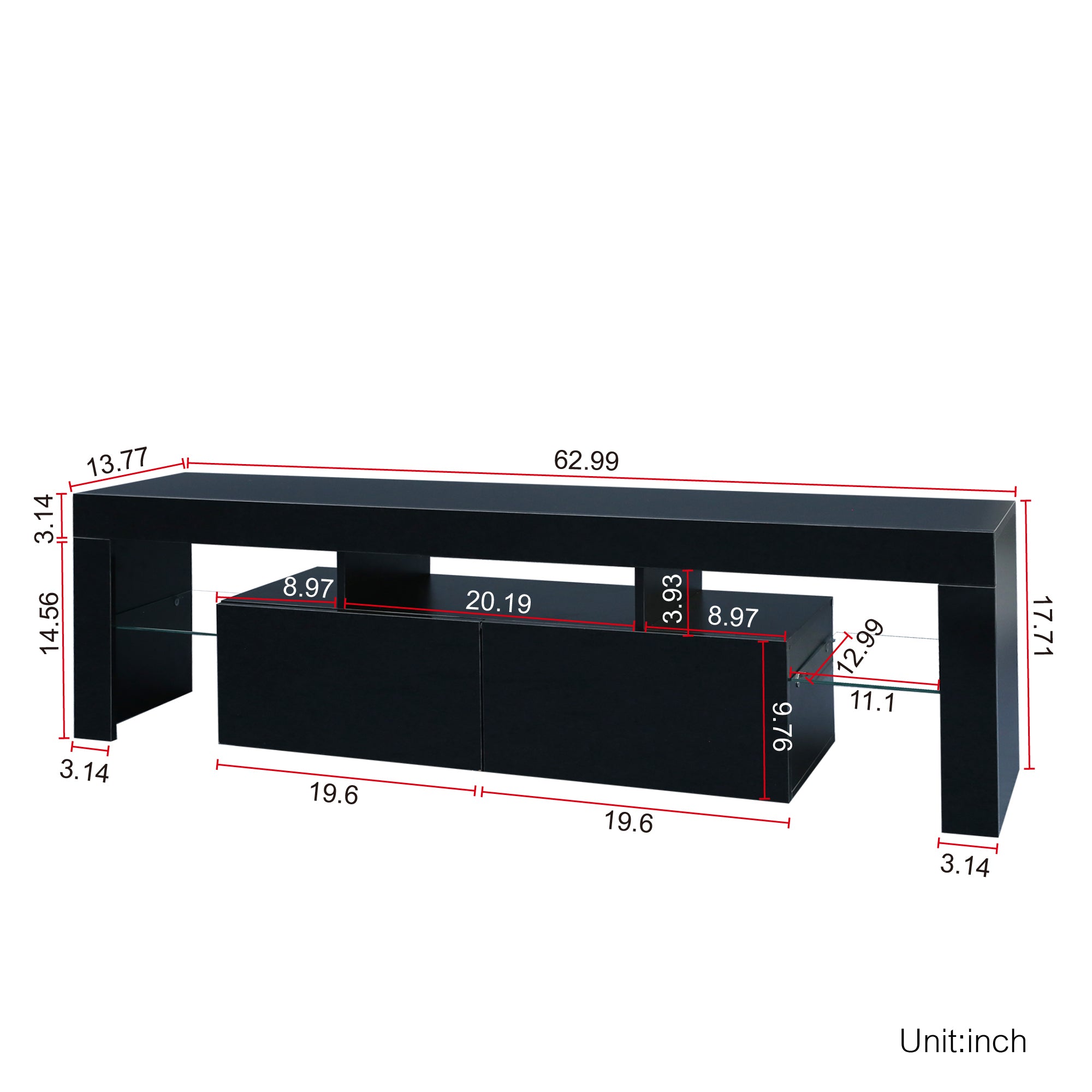 Matte black MDF TV console by Anthony & Home with sleek design and storage compartments, ideal for modern living rooms.