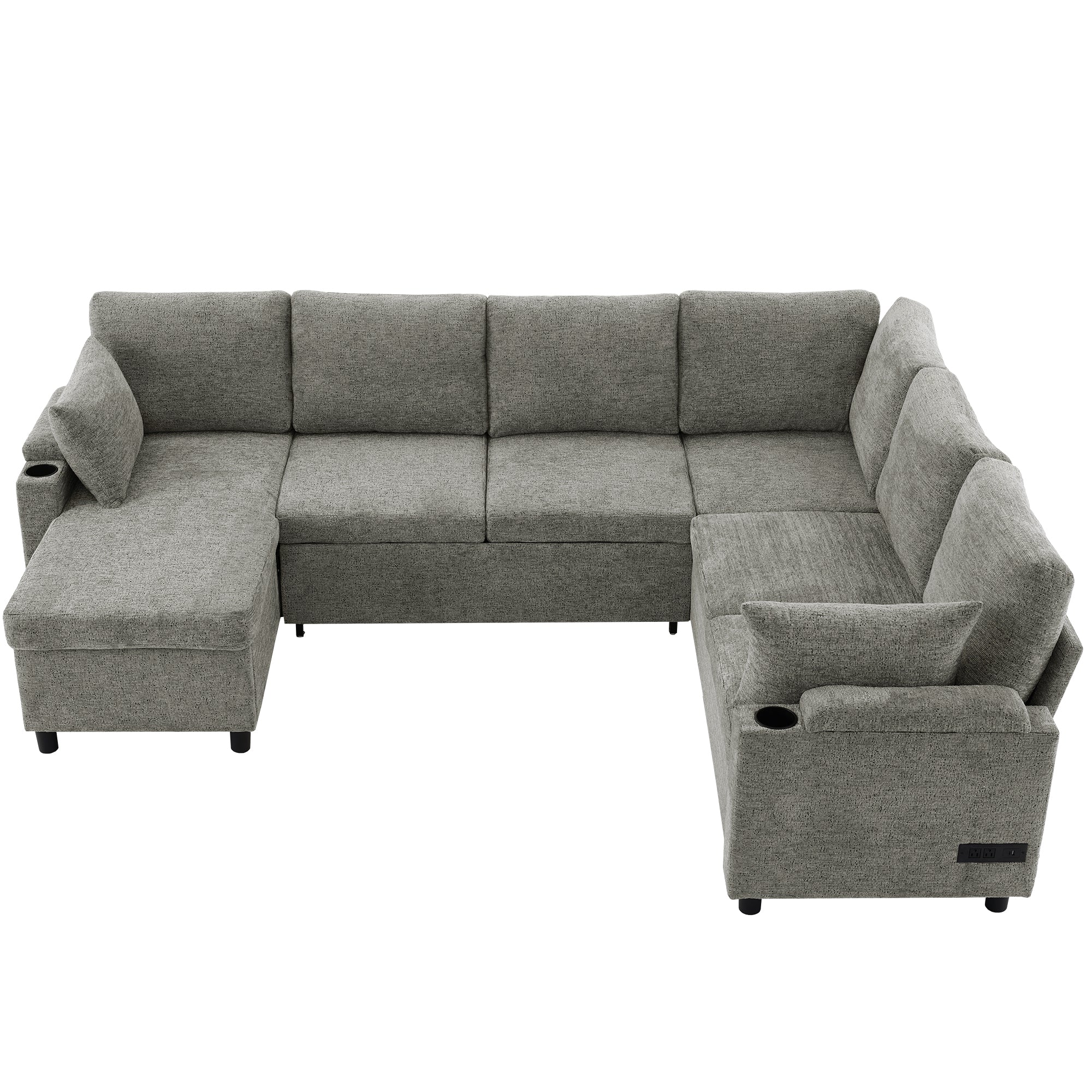 Light grey Anthony & Home Chenille sectional sofa bed with plush upholstery, modern design, and spacious seating arrangement.