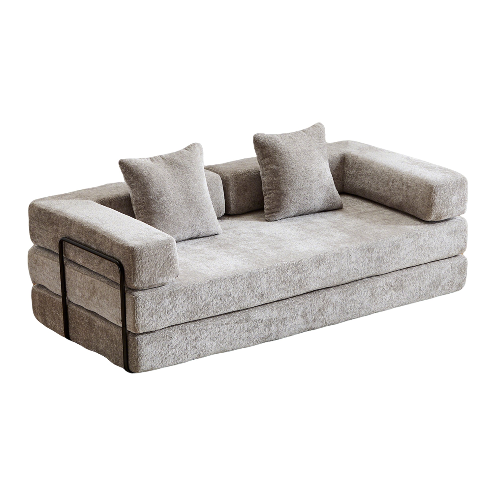 Chenille Floor Sofa Bed Convertible With Pillown Back Support Memory Foam Cushions Elite Edition