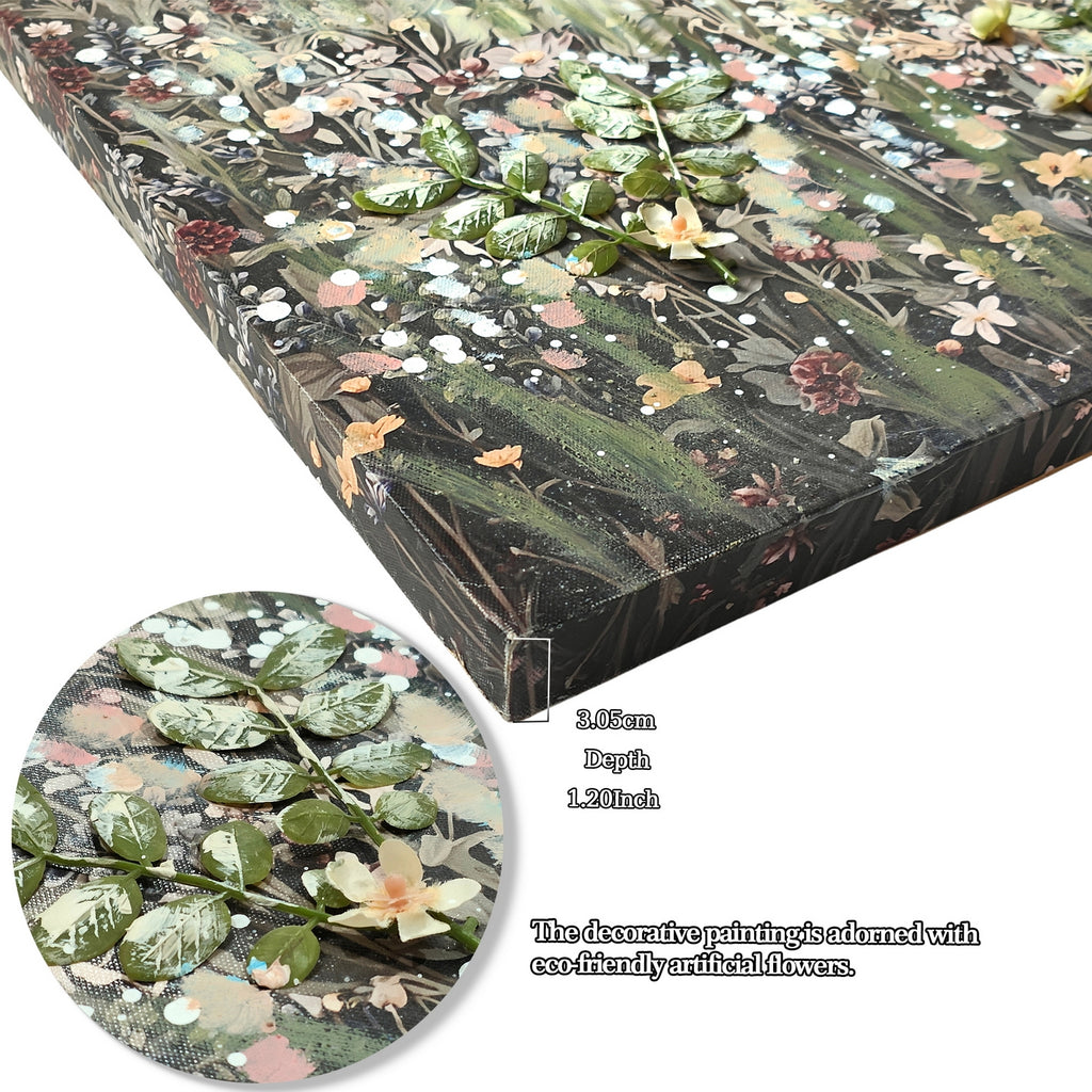 Anthony & Home framed canvas wall art featuring a 24x36 inch landscape meadow with colorful flowers